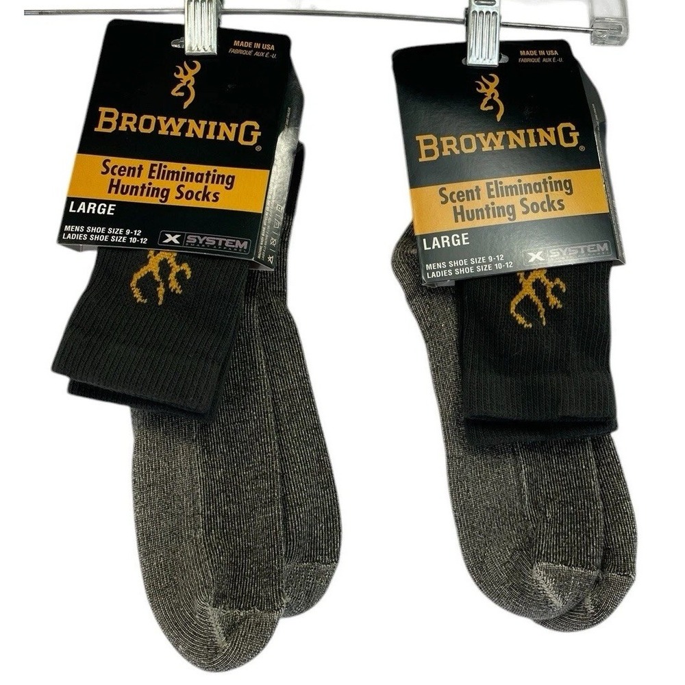 Browning Odor Eliminating Long Socks Lot Of 2 Pkgs Sz Large USA Made